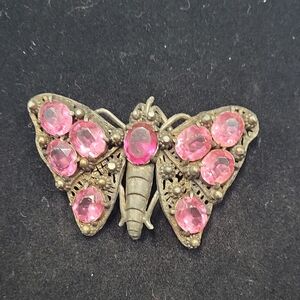 Elegant Pink Butterfly Brooch
